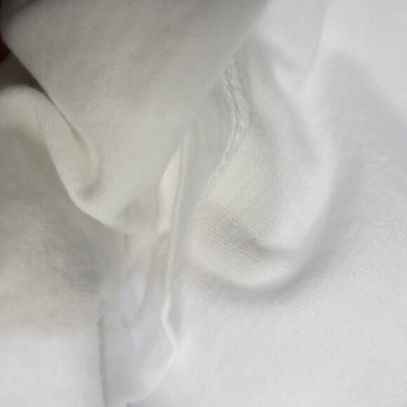 Stateside White Shirt Long Sleeve Tee Angled Pleated Drape CrewNeck Cotton Small - Picture 9 of 15